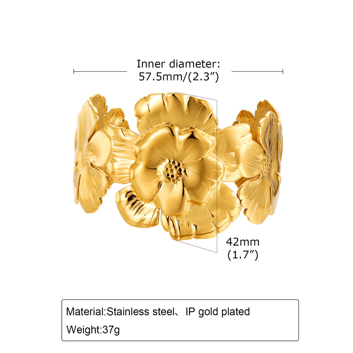 Flower Adjustable Stainless Steel Bracelet for Women