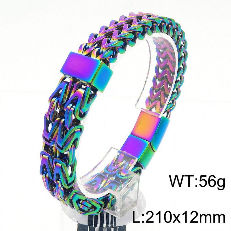 Trendy Hip Hop Inspired Stainless Steel Men's Bracelet with Chain Splicing Design