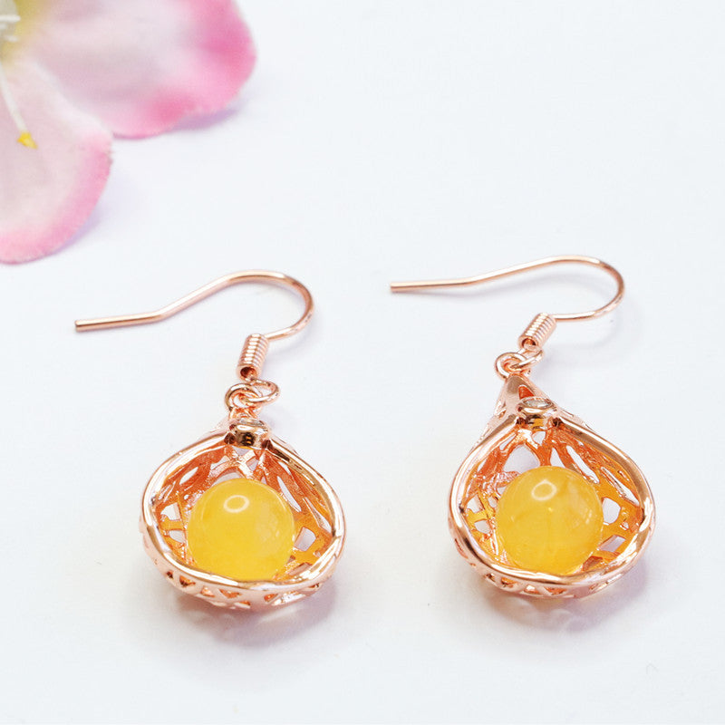 Beeswax Amber Swing Drop Earrings