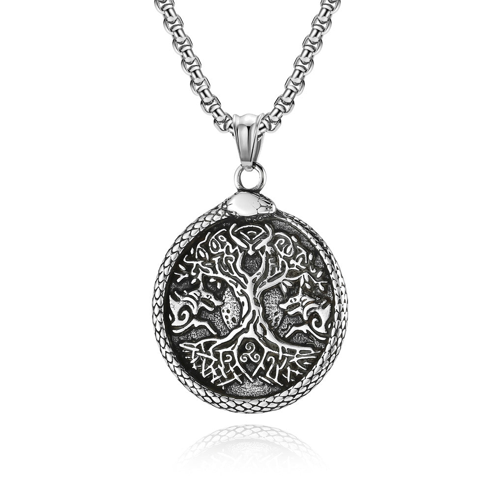 Steel Necklace – Vintage Nordic World Tree Pendant