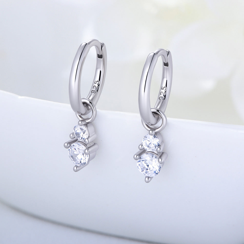 S925 Sterling Silver Earrings, Small Zircon Earrings, Tremella