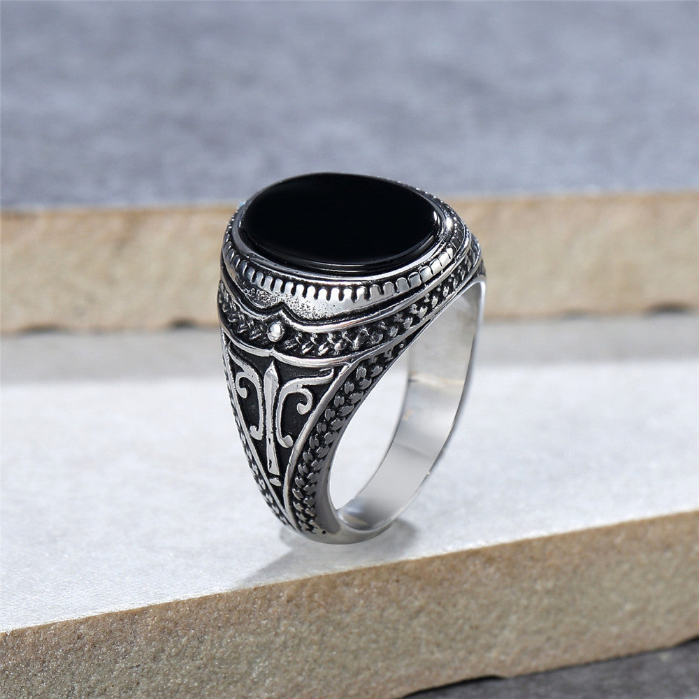 Planderful Everyday Genie Blue Turquoise Titanium Steel Ring For Men Unisex Fashion Accessory