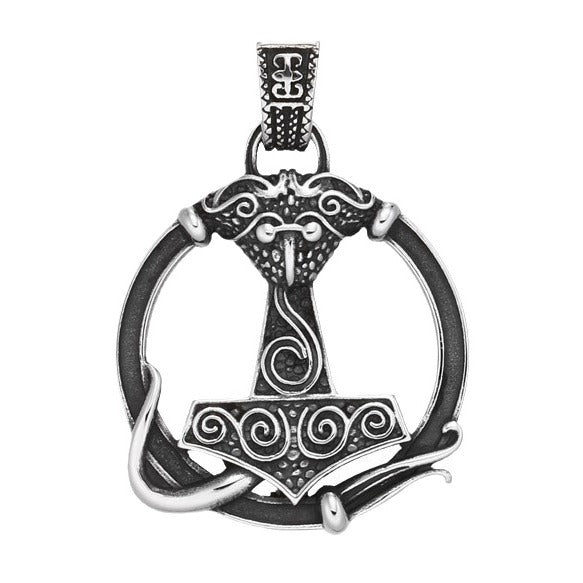 Titanium Steel Viking Rune Pendant Jewelry for Men - Retro Animal Accessories Wholesale
