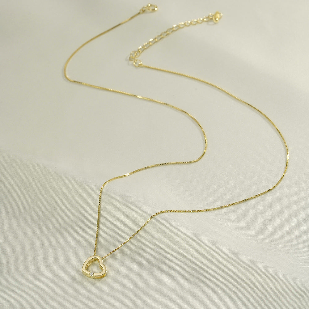 Korean Version of Simple Pendant Hollow Love Necklace S925 Silver