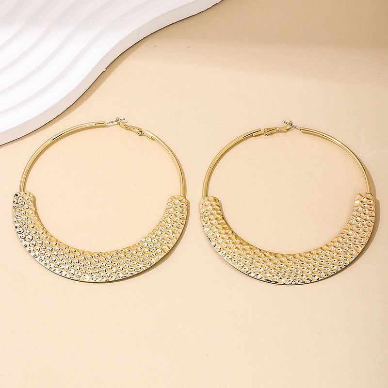 Exaggerated Fashion Large Circle Earrings with Niche Design Sense