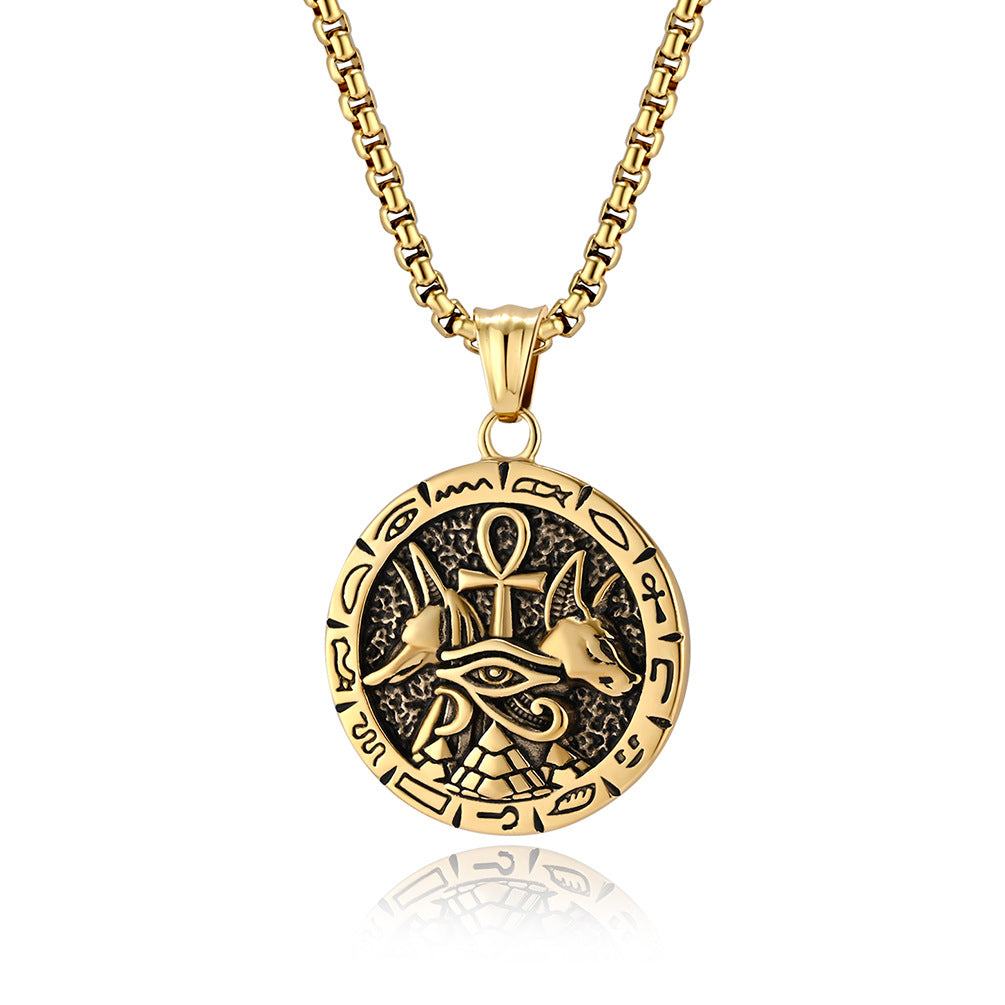 Ancient Egypt Anka Cross Anubis God Necklace for Men