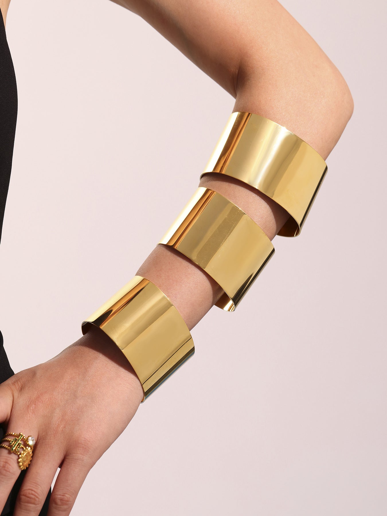 Planderful Stainless Steel Wide Gold Bracelet For Women