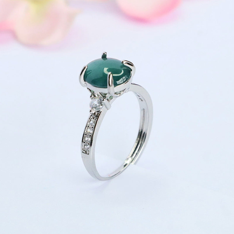 Blue Water Jadeite Star-Accented Ring