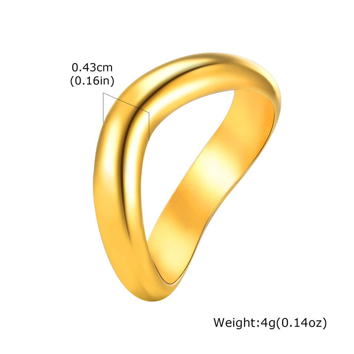 Stylish Stainless Steel Smooth Three-Layer Water Drop Geometric Wave Gold Ring