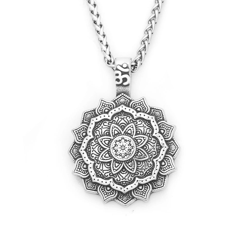 Vintage Mandala Stainless Steel Pendant Necklace
