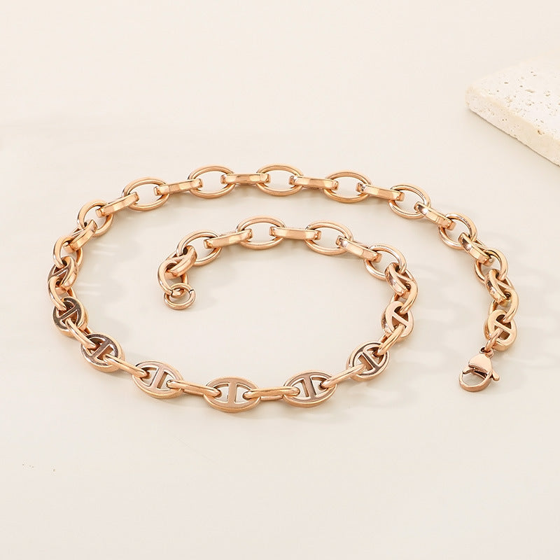 Hip Hop Trend Japanese Bracelet and Necklace Titanium Steel