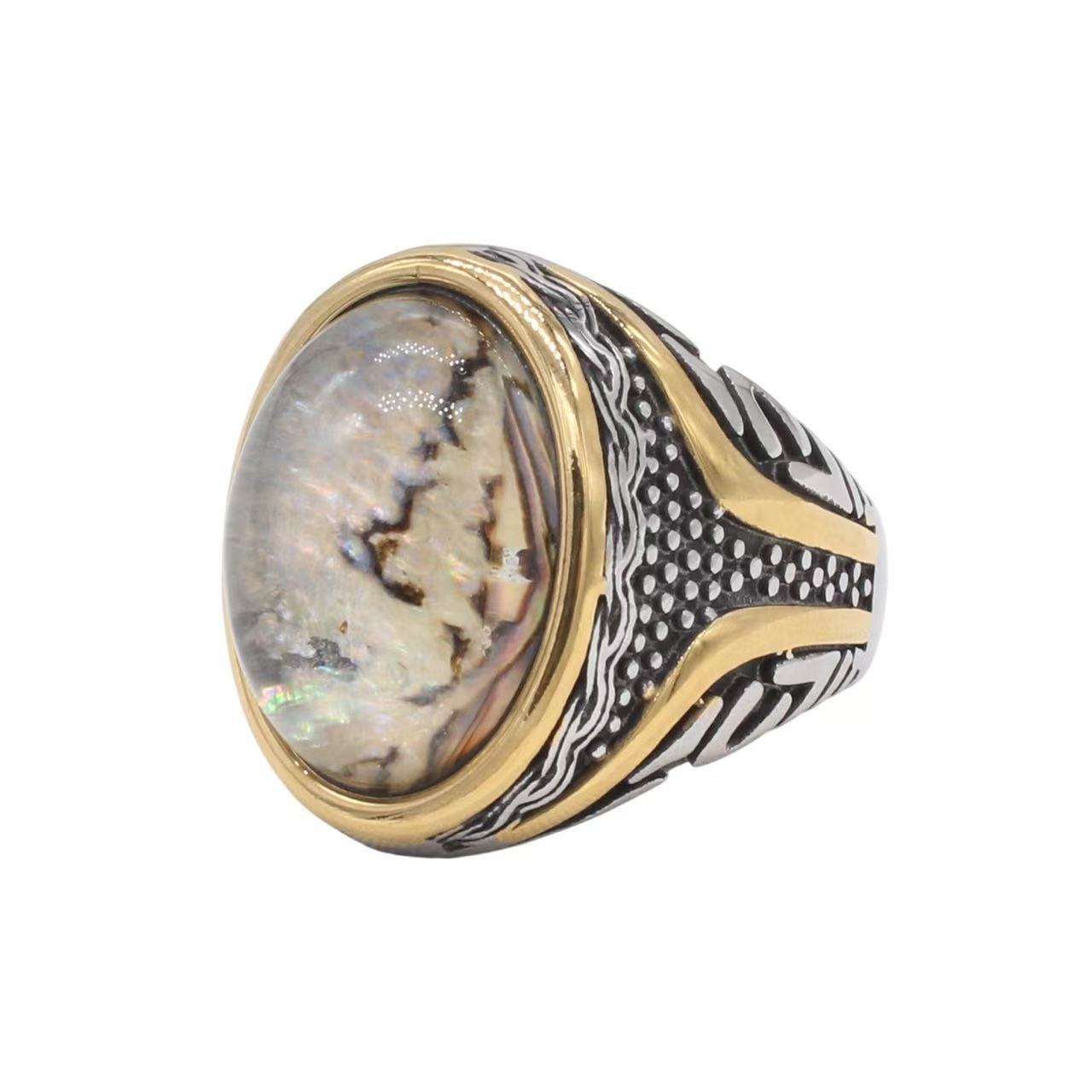 Planderful Jewelry Crystal Stone Ring Steel Ring In Retro European American Style For Everyday Wear