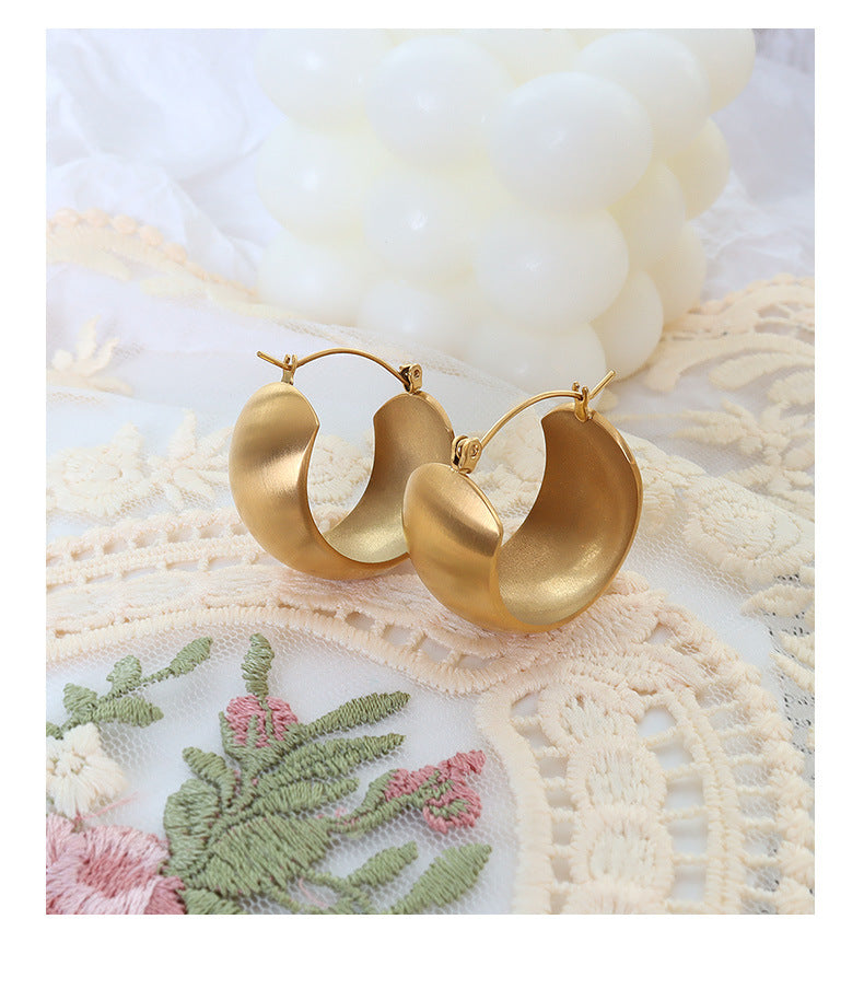 European Style Titanium Plated Gold Hoop Earrings - Trendy Ins Jewelry Pieces