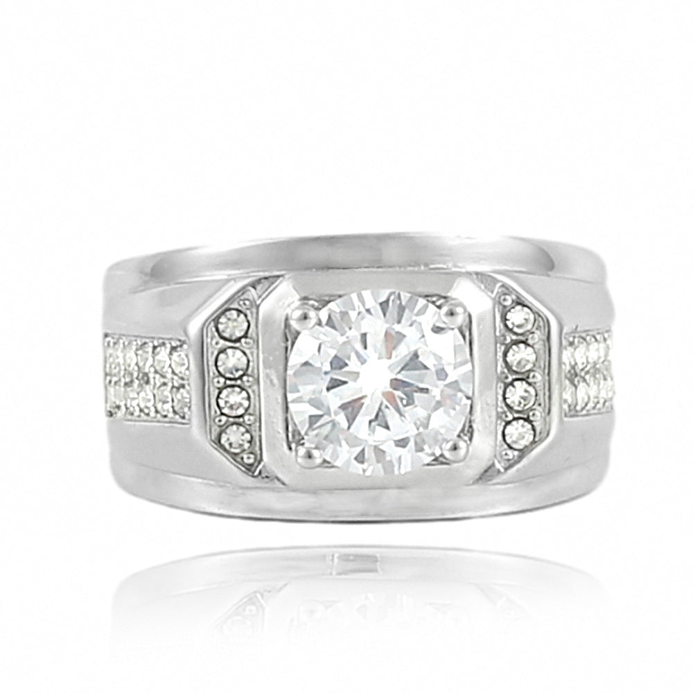 Trendy Multicolor Stone Titanium Steel Ring for Personalized Fashion - Unisex Design for Men and Women