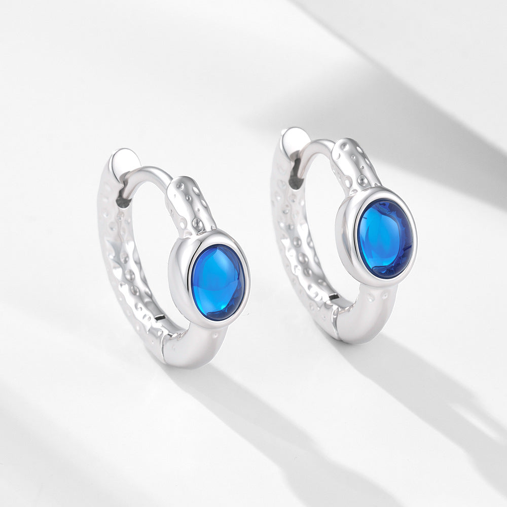 Round Sterling Silver Earrings Zircon Earrings