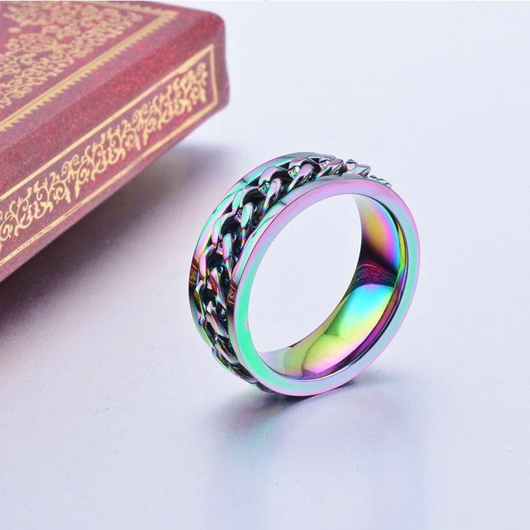 Titanium Steel Color Chain Ring for Men Wholesale Jewelry
