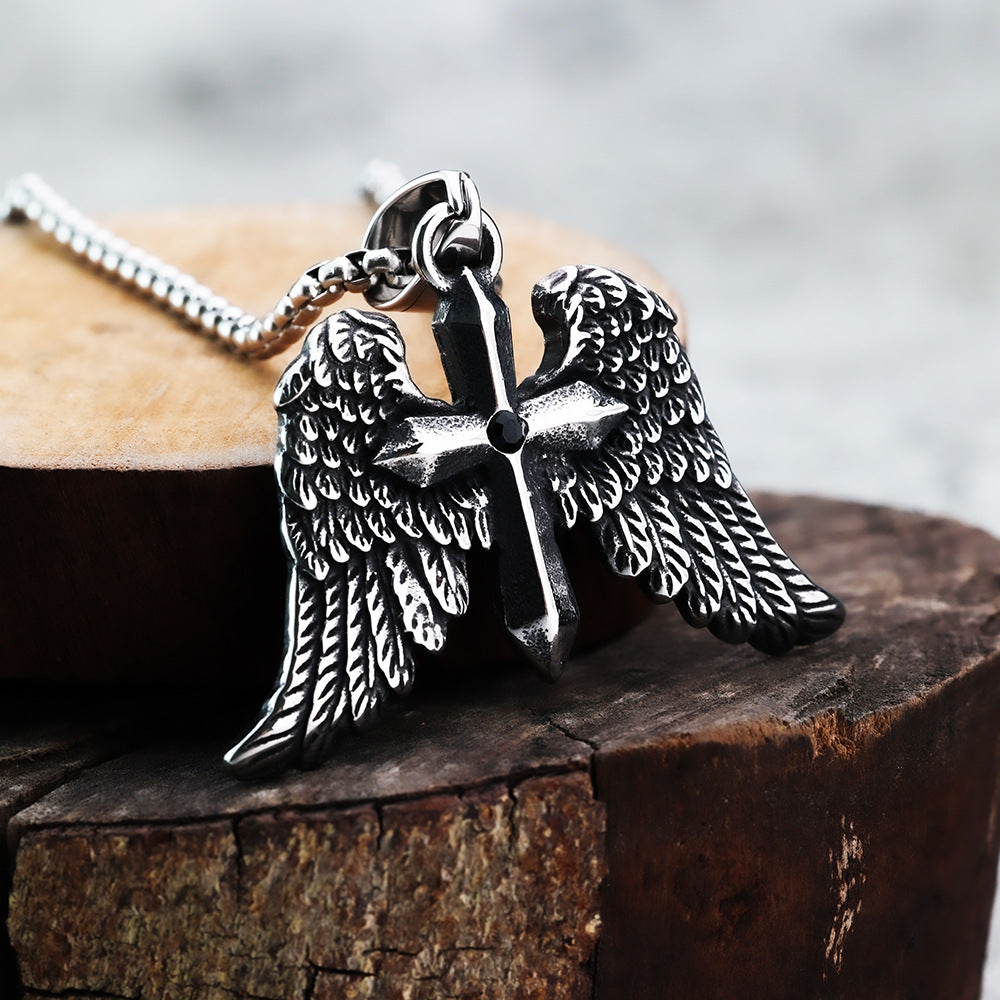 European And American Style Archangel Wings Cross Pendant Jewelry