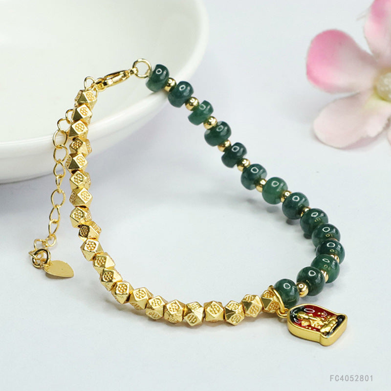 Blue Water Jadeite Abacus Bead Style 2 Bracelet
