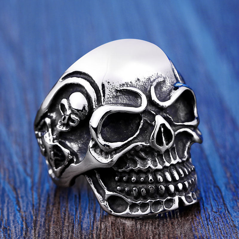 Unique Titanium Steel Skull Ring for Men - Personalized Punk Style Wholesale Jewelry