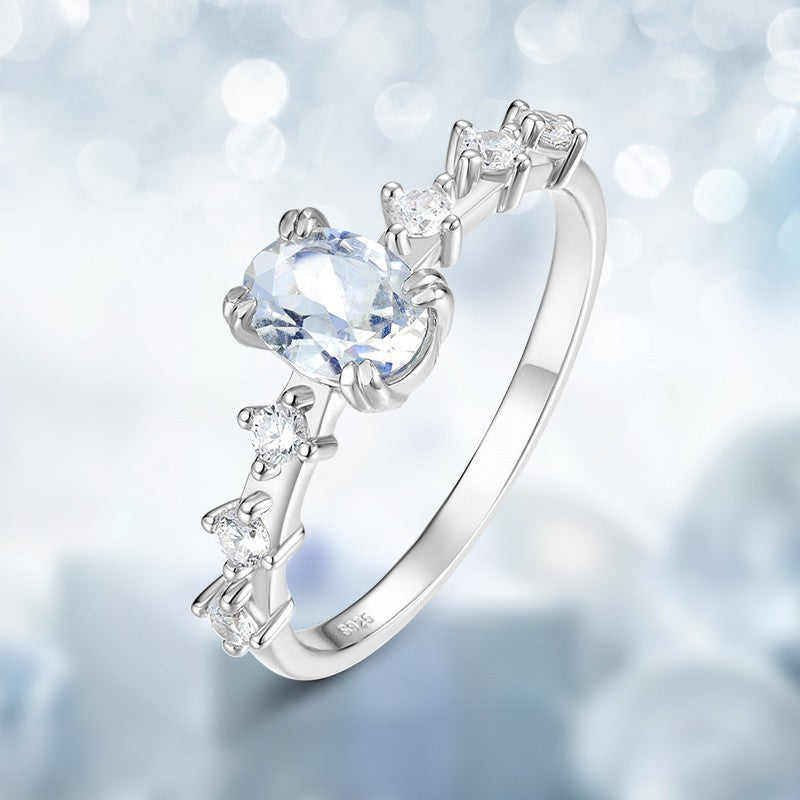 S925 Sterling Silver Blue Moonstone Ring