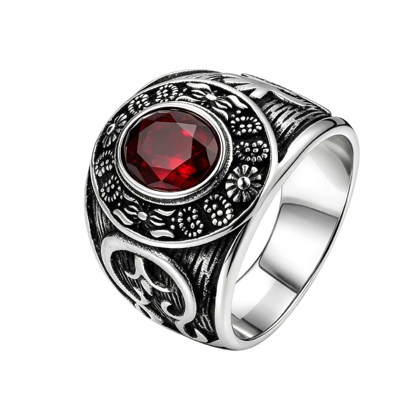 Planderful Gothic Totem Zircon Ring For Men Protection