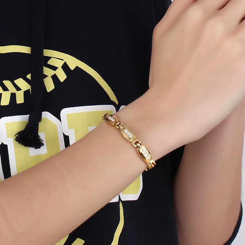 Stainless Steel Zircon Black Gallstone Magnetic Bracelet Gold Gold-Plated Titanium Steel