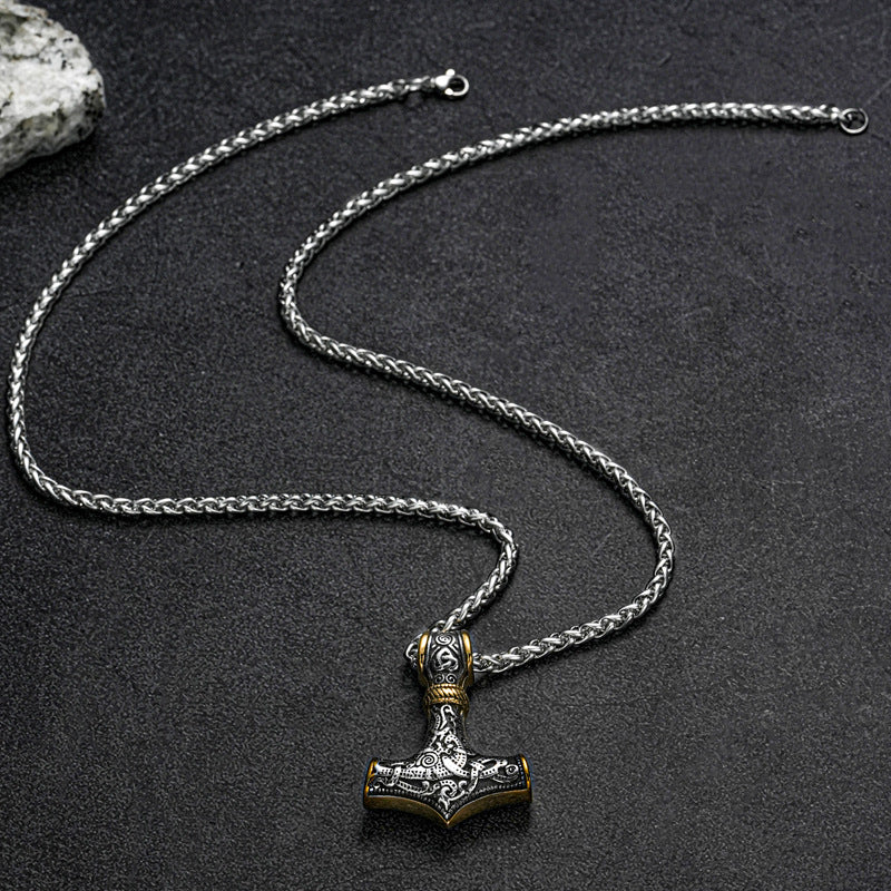Planderful Nordic Viking Necklace For Men Engraved Steel Pendant Heritage Inspired Durable Style Gift