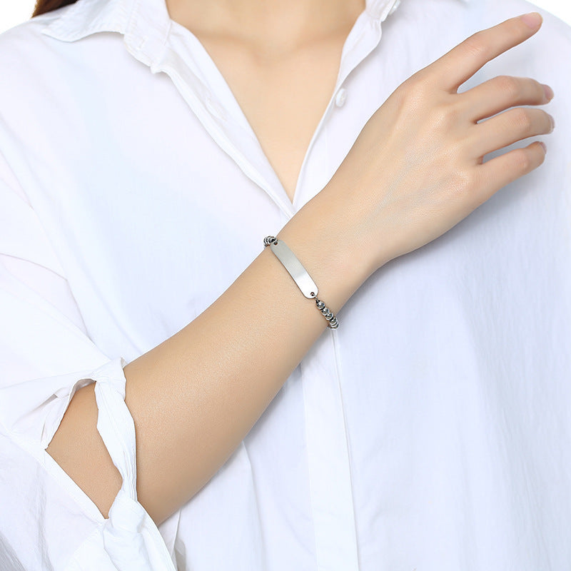 Simple Hand Rope Stainless Steel Beaded Bracelet Adjustable Length