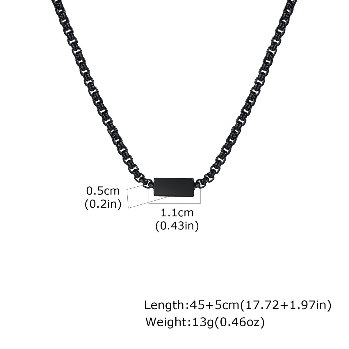 Men's Stainless Steel Square Pearl Chain Square Necklace