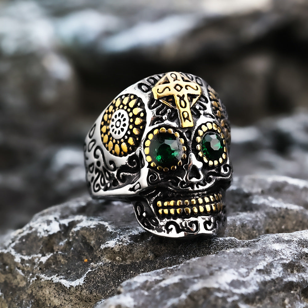 European And American Retro Stainless Steel Men's Rings Domineering Gothic Skull Halloween Rings