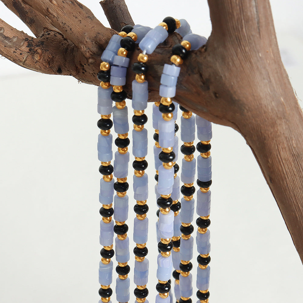 Dopamine Delight Handmade Natural Stone Beaded Necklace with 18K Gold Touch