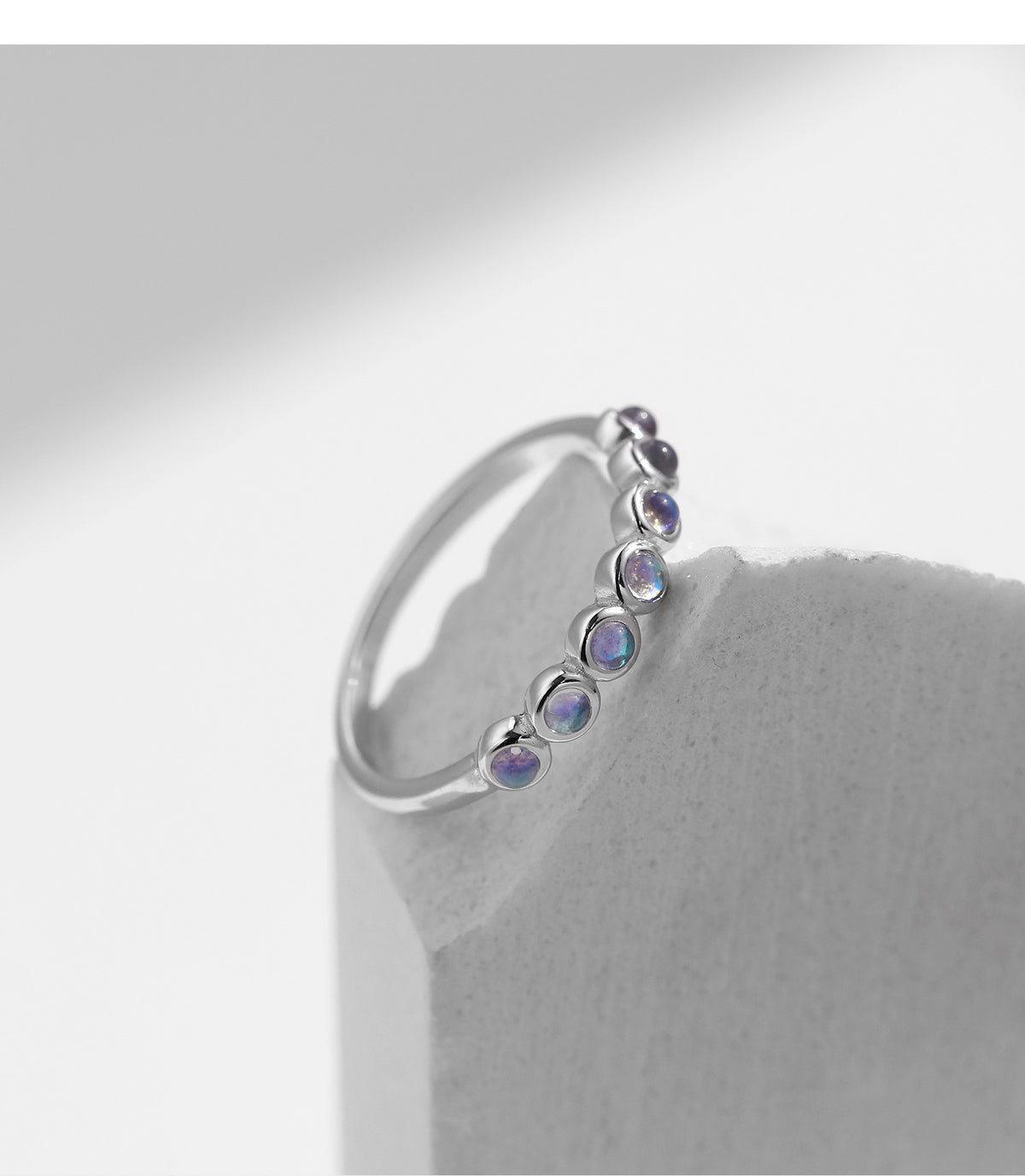 925 Sterling Silver Moon Moonstone Ring