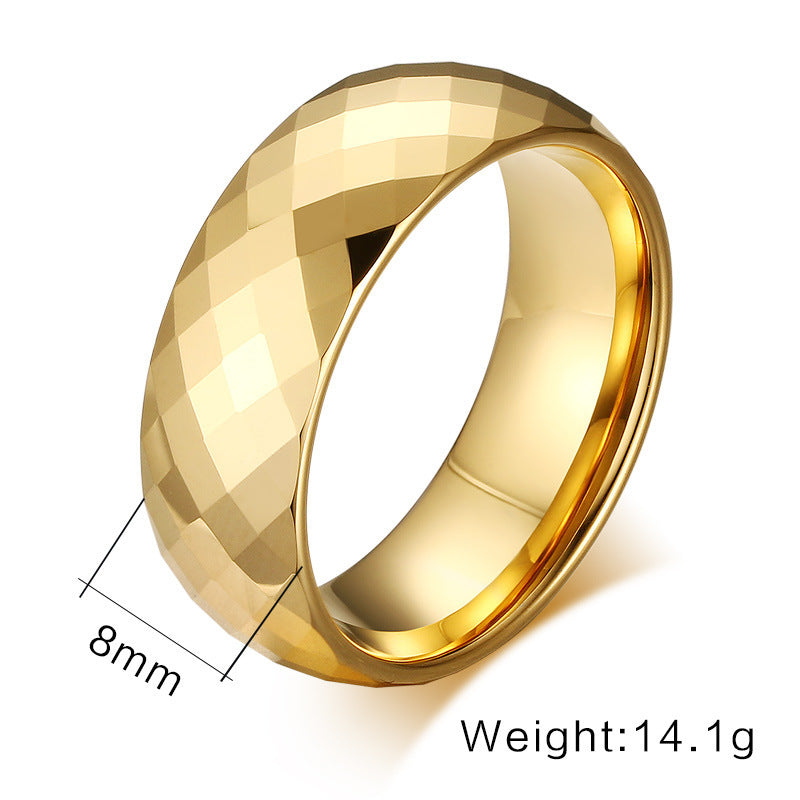 Arrivals Tungsten Steel Ring Batch Flower Cut Polygon Couple Tungsten Steel Ring – Ring –
