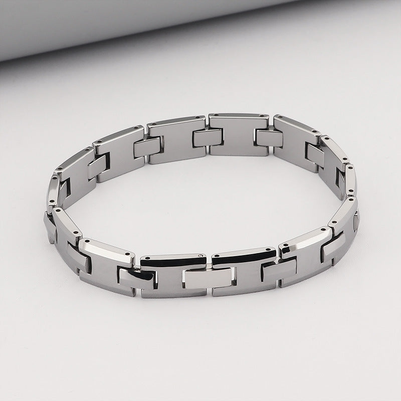 Stylish Tungsten Steel Bracelet for Men - Korean-Inspired Fashion Watch with High-Texture Gift Design