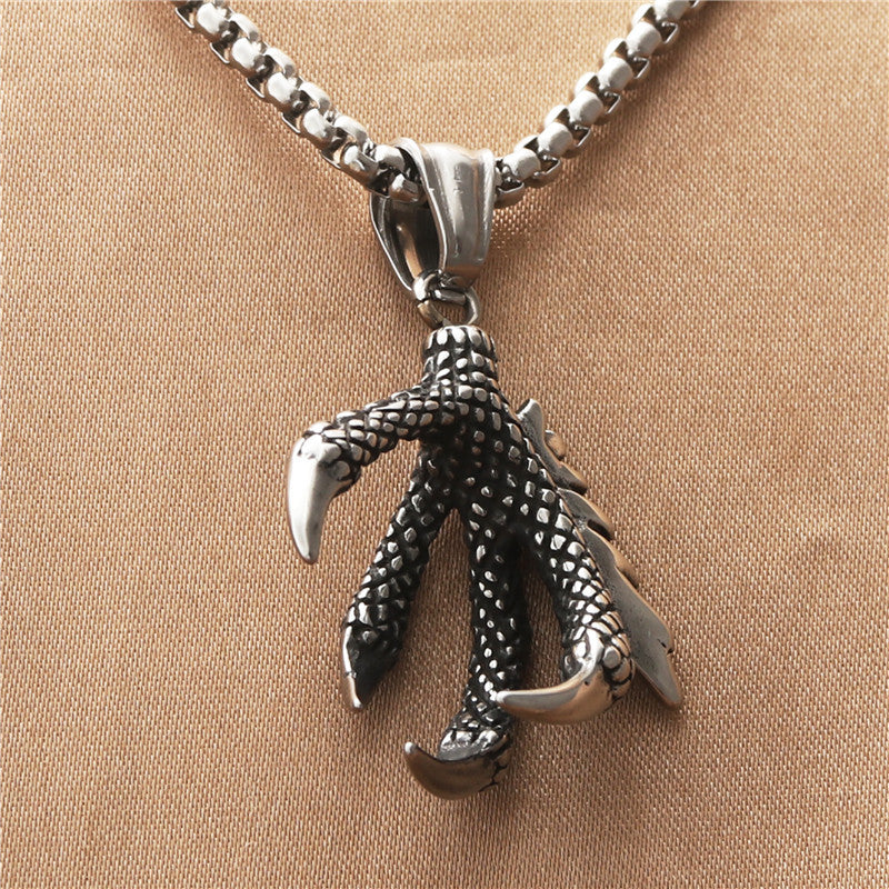 Titanium Steel Dragon Claw Pendant Necklace for Men - Retro Punk Style