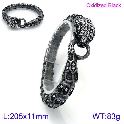 Planderful Zircon Encrusted Snake Bracelet For Men Titanium