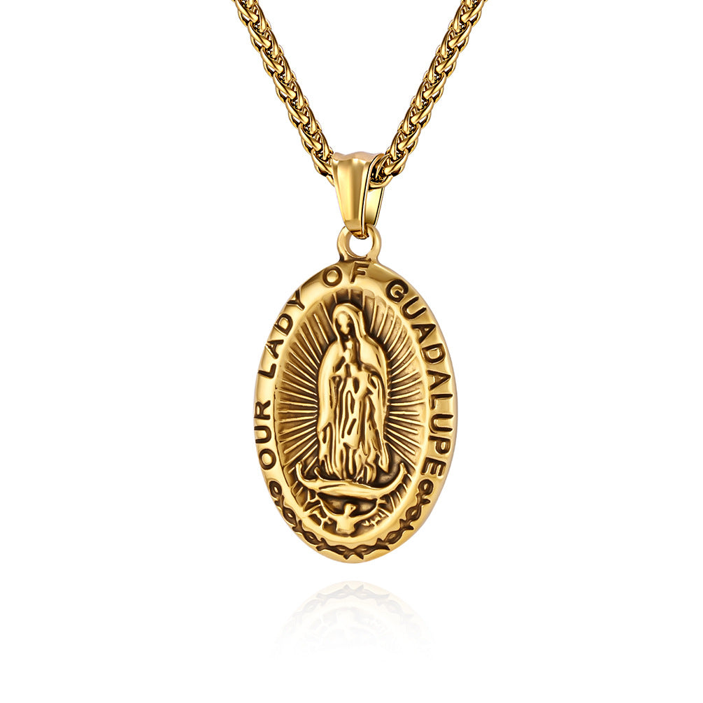 Planderful Virgin Necklace Retro Personalized Titanium Steel Literary Pendant For Vintage Jewelry Lovers