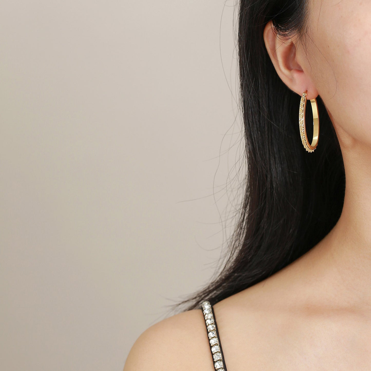 Stainless Steel Gypsy Oval Earrings Gold Women's Wholesale