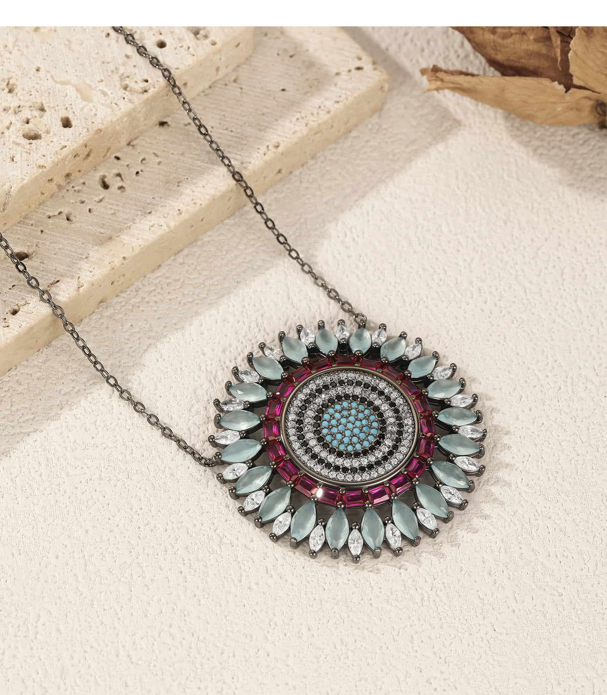 925 Sterling Silver Pavé Zircon Pendant Necklace