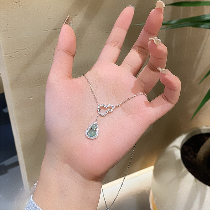 Fulu Double Ring Gourd 925 Sterling Silver Necklace Female