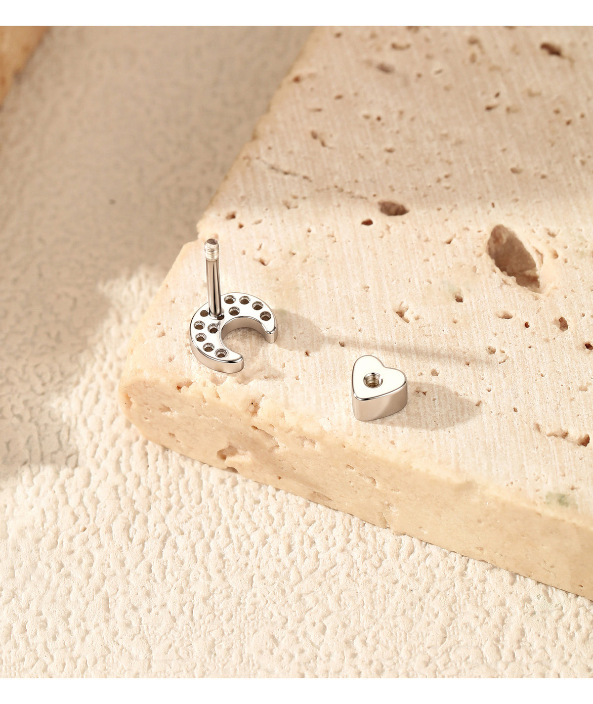 925 Sterling Silver Moon Moissanite Threaded Stud Earring