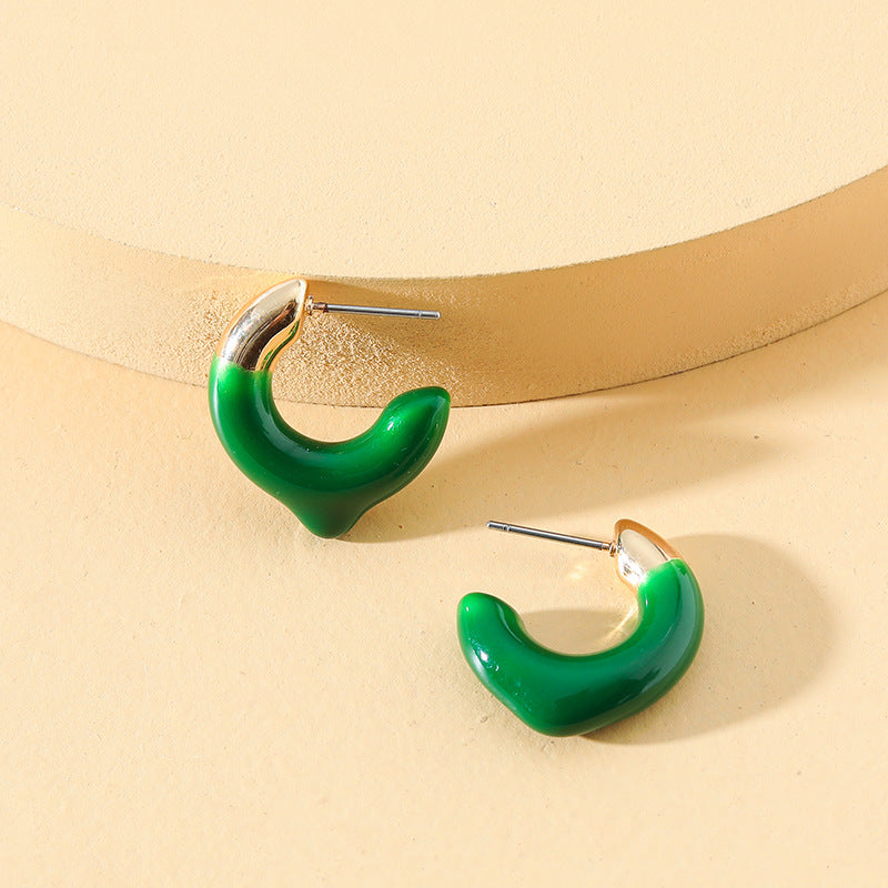 Drip Glazed C-shape Earrings: Vienna Verve Collection from Planderful - Stylish and Customizable