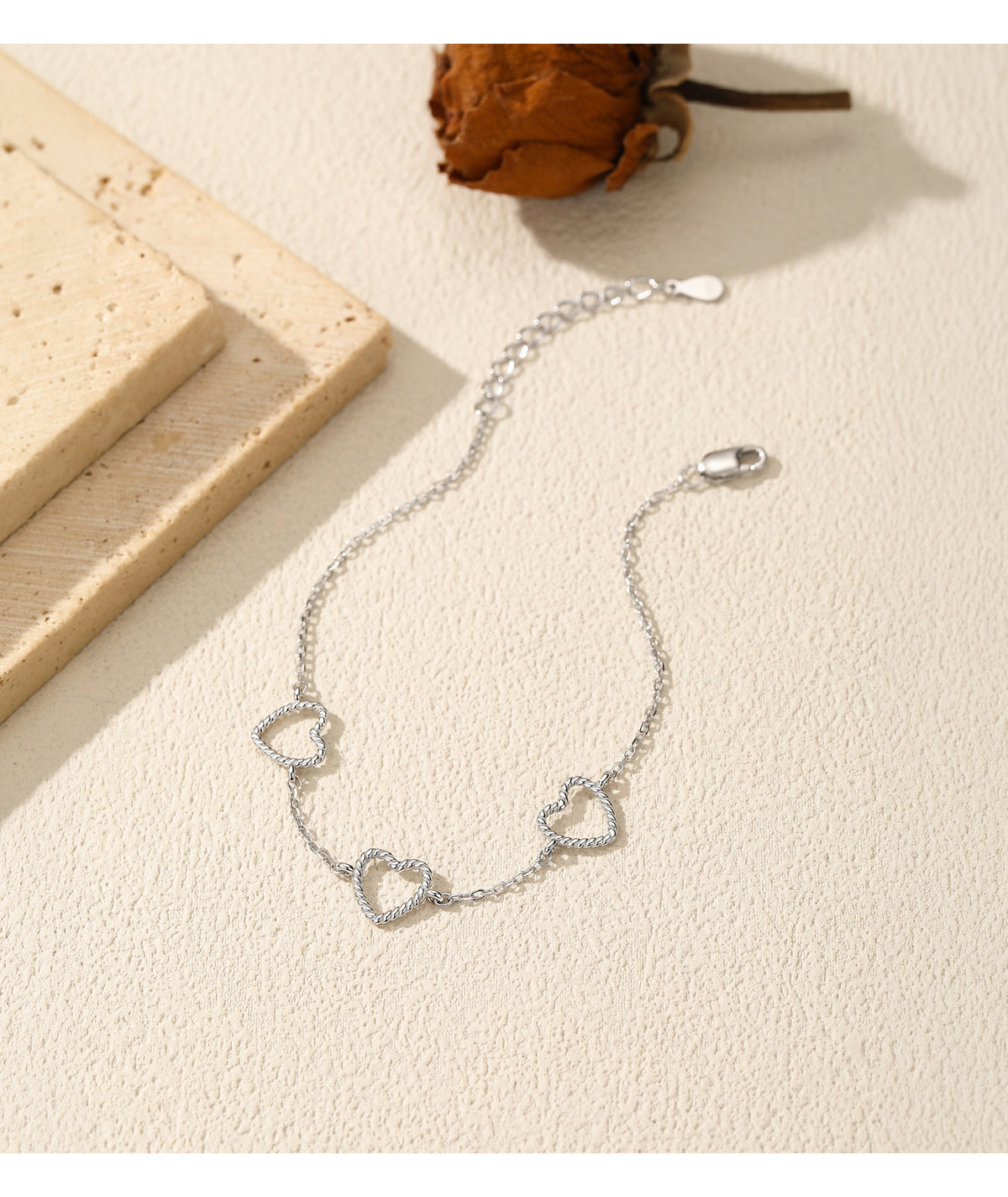 925 Sterling Silver Heart Openwork Bracelet