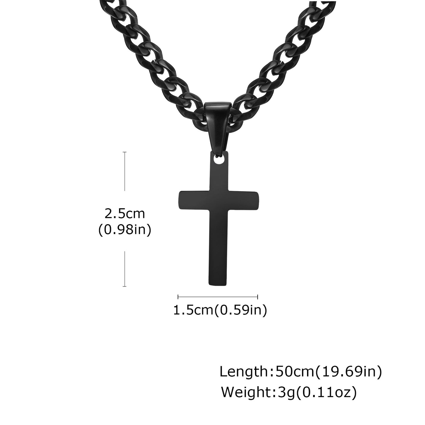 Planderful Stainless Steel Cross Necklace For Men Hip Hop