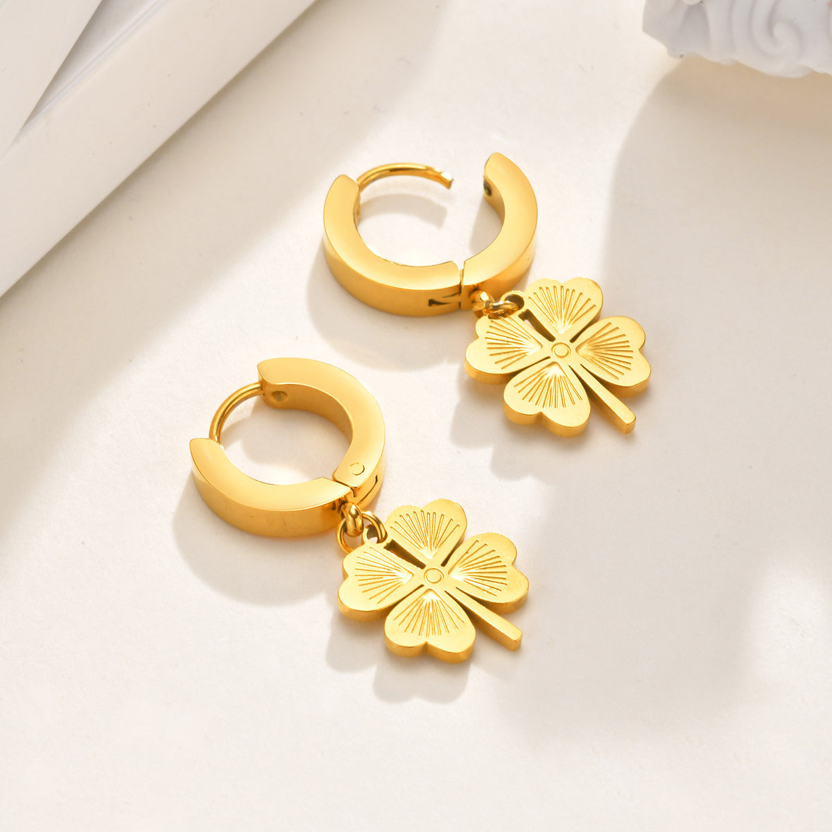 Polished Gold-Tone Stainless Steel Earrings