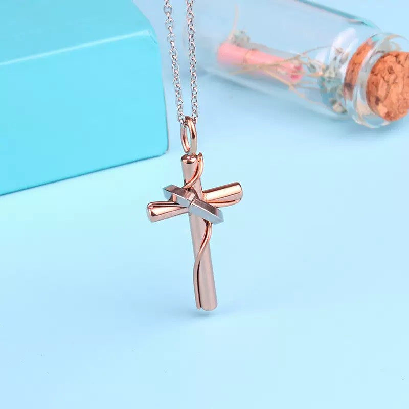 Planderful Titanium Steel Couple Necklace With Cross Pendant Personalized Hip Hop Style Gift For Couples