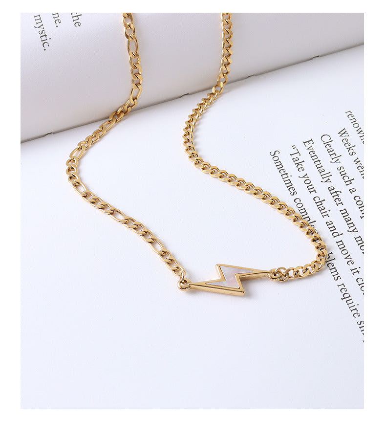 Elegant Gold-Plated Lightning Necklace with White Seashells