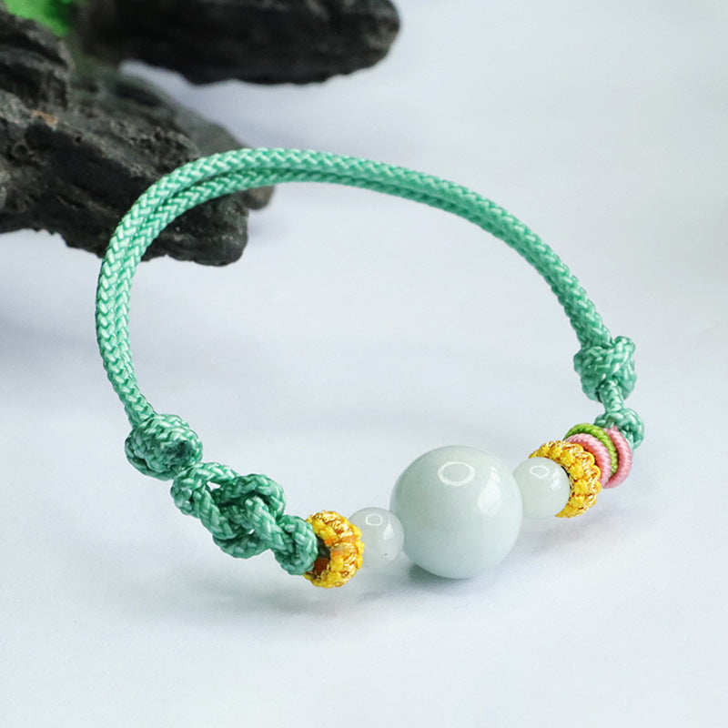 Jade Beaded Bracelet for Men and Women with Natural Sterling Silver