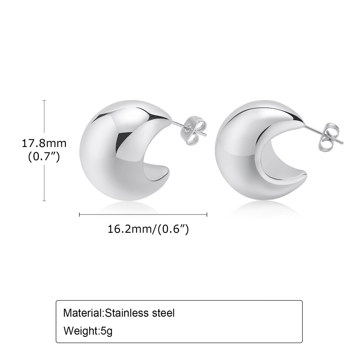 European And American Jewelry Wholesale Stainless Steel Hollow Crescent Moon Earrings Women