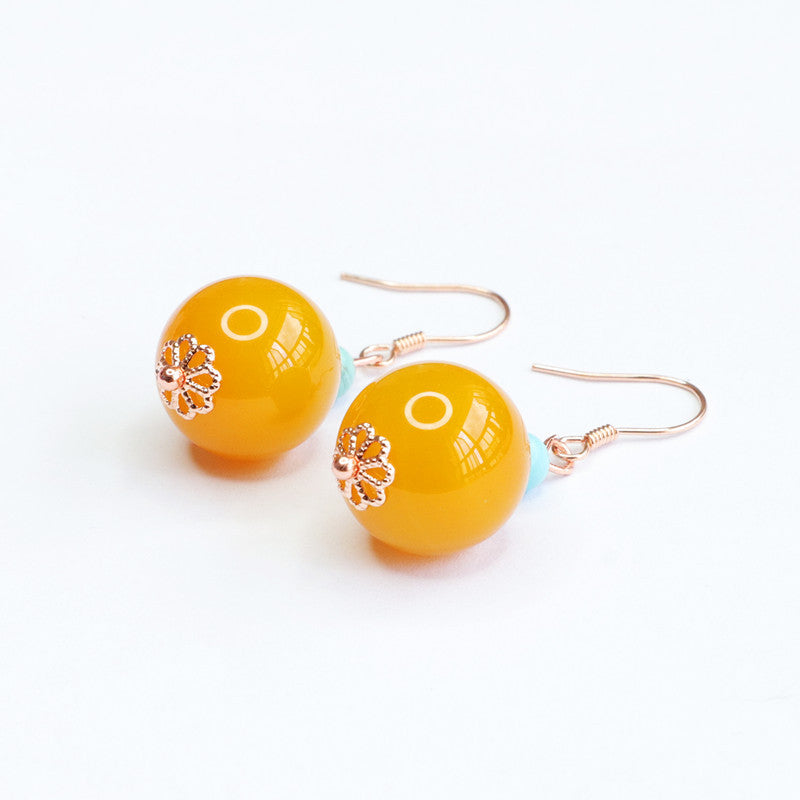 Yellow Chalcedony Sterling Silver Earrings with Hooks